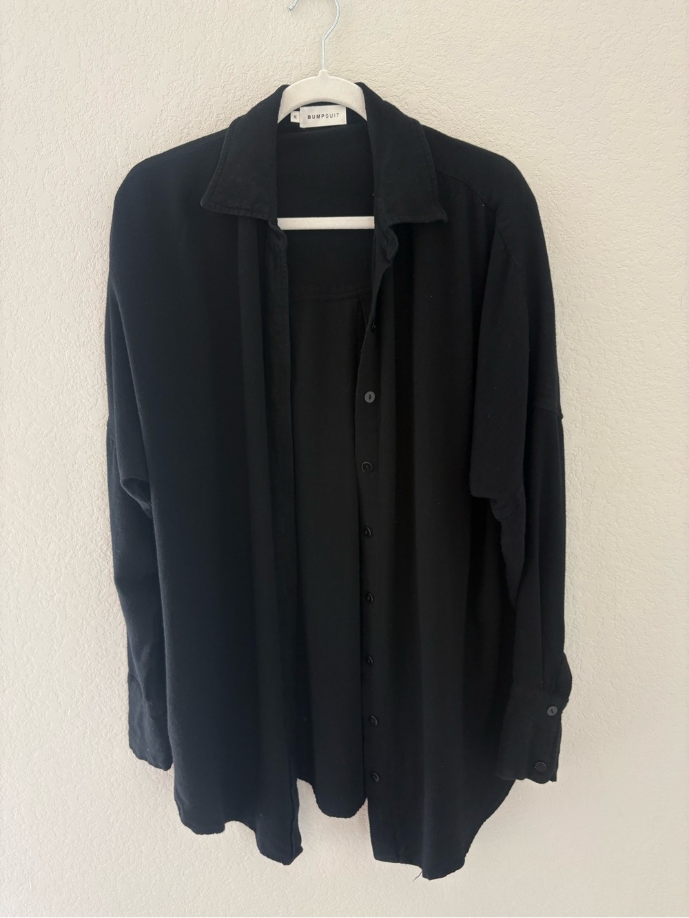 Bumpsuit Black Oversized Button Up Relaxed Maternity Postpartum Shirt Top Medium - Picture 3 of 12